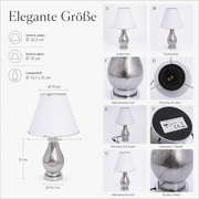 Tischlampe ARGENT Silber aus Keramik mit Lampenschirm