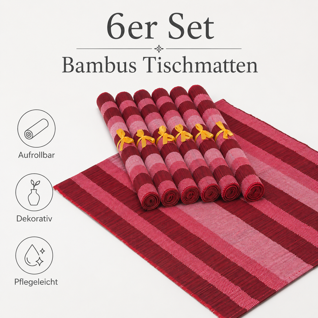 Bambus Tischmatten Vivian Hellrot 6er Set | Urban Lifestyle