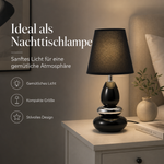Bild in der Galerie öffnen: Tischlampe ANNA Schwarz aus Keramik mit Stoffschirm