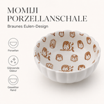 Bild in der Galerie öffnen: Porzellanschale "Momiji" braun Eulen Design - 11cm