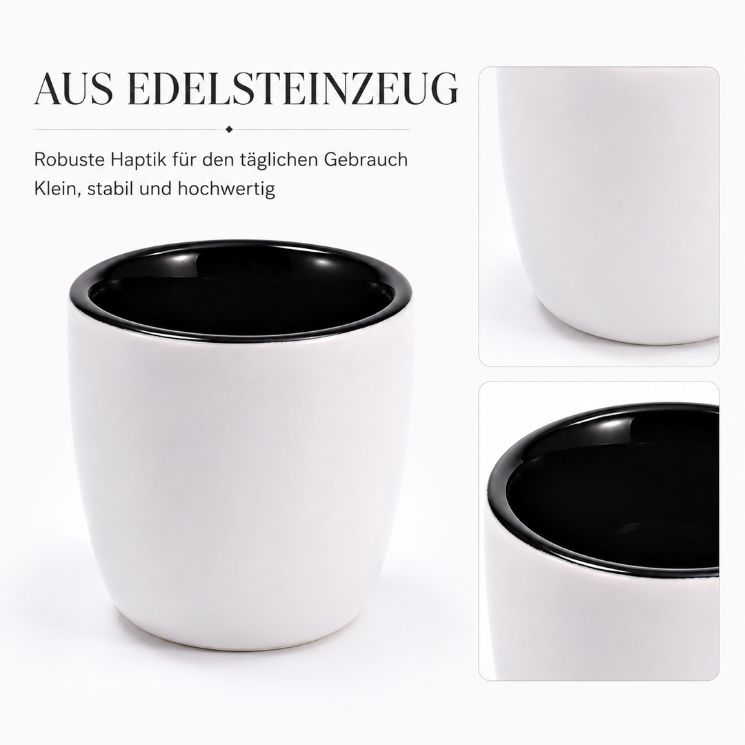 Yoru Saucenschälchen 6er Set weiß schwarz aus Steinzeug