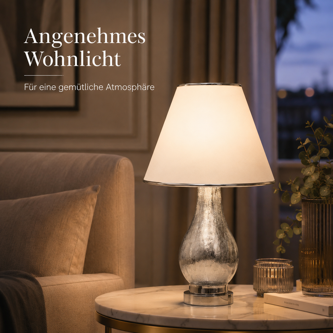 Tischlampe ARGENT Silber aus Keramik mit Lampenschirm