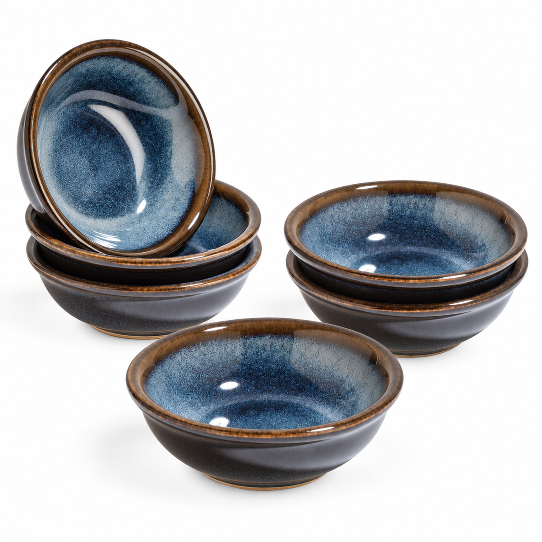 Dipschalen-Set Enra – Keramik, Graublau, 6er-Set – reine Produktansicht