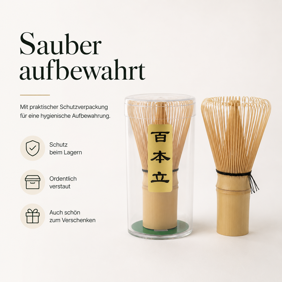 Matchabesen Chasen aus Bambus für Matcha Tee 100 Borsten