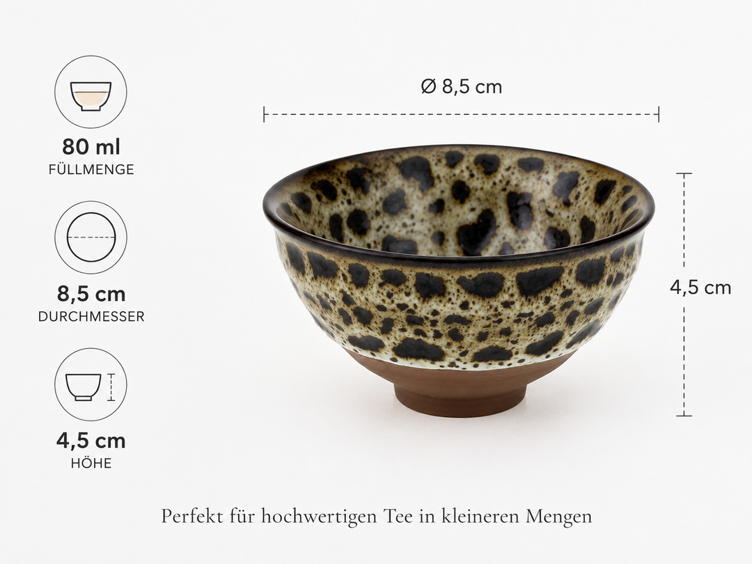 Teeschalen "Hitomi" 2er Set 80 ml aus Keramik mit reaktiver Glasur