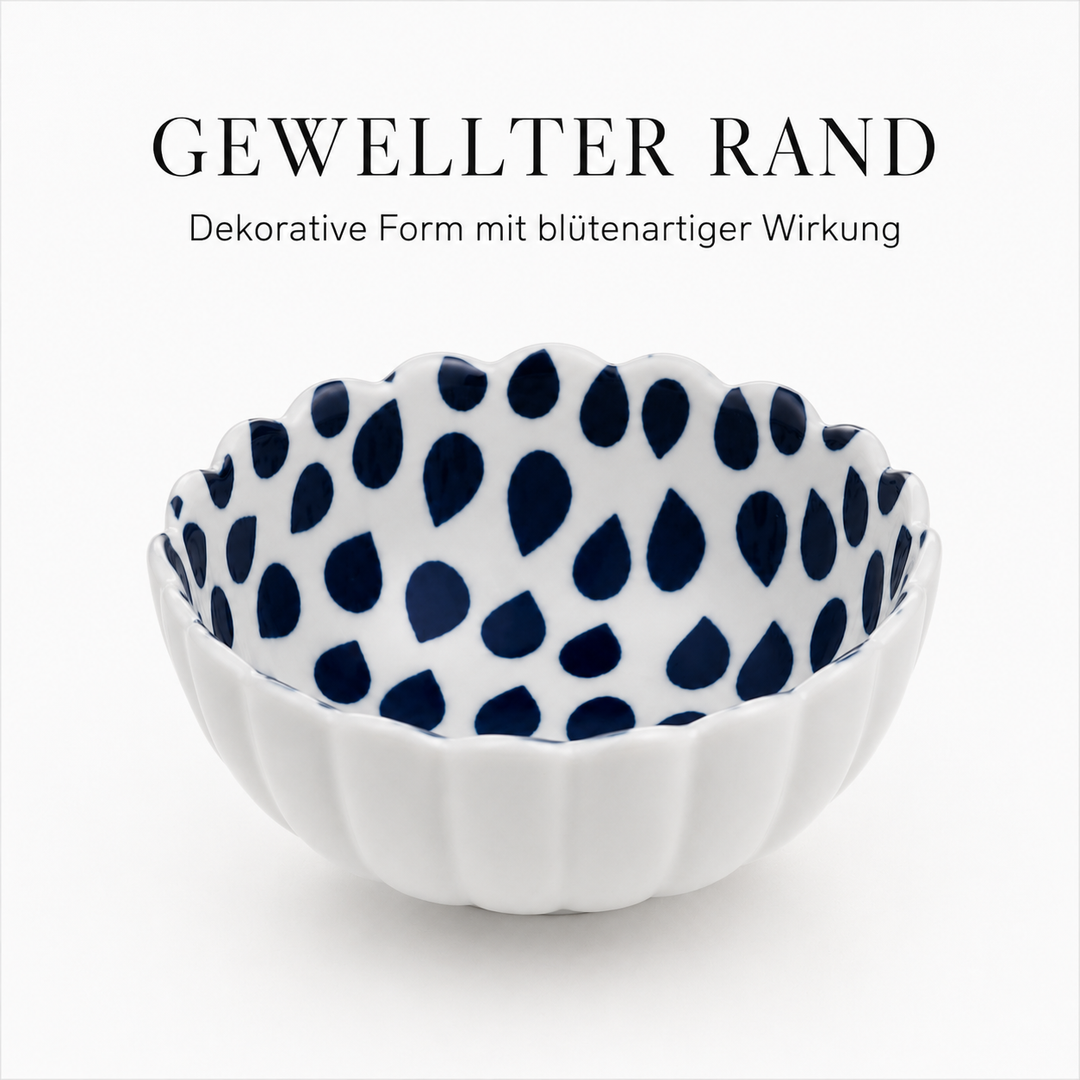 Porzellanschale "Momiji" blau Tropfen Design