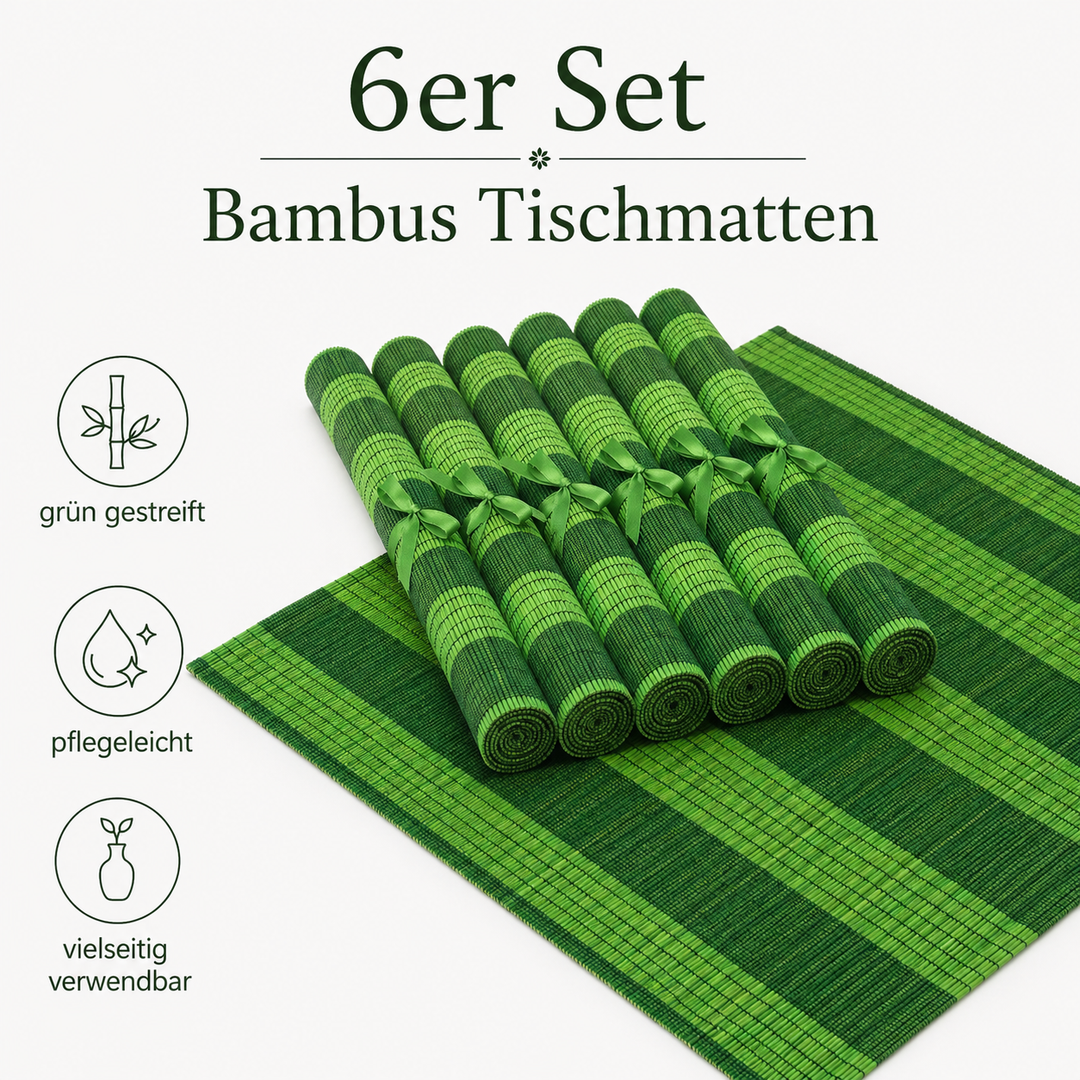 Bambus Tischmatten Vivian Hellgrün 6er Set | Urban Lifestyle