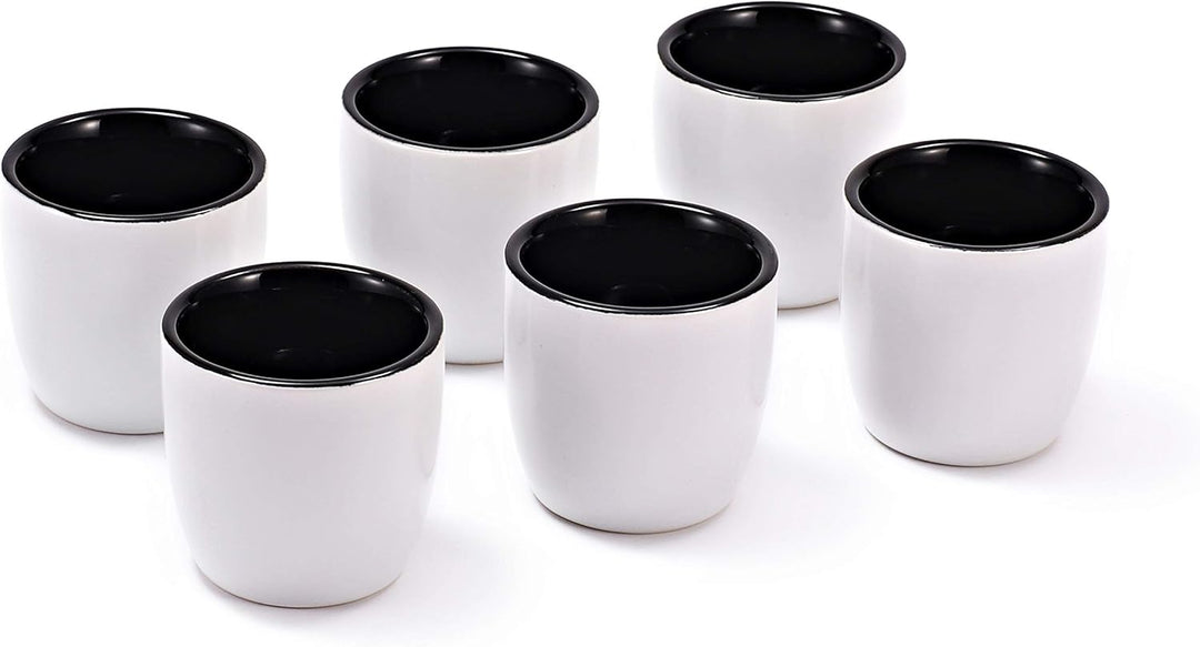 Yoru Saucenschälchen 6er Set weiß schwarz aus Steinzeug
