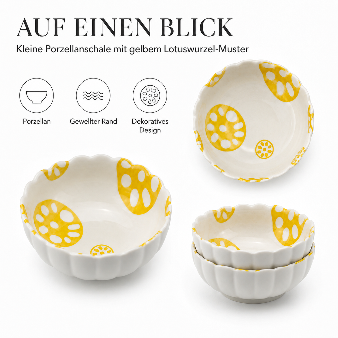 Porzellanschale "Momiji" gelb Lotuswurzel Design - 11cm