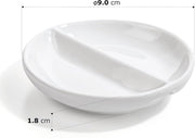 6 x Runde Saucenschälchen Porzellan mit Unterteilung Stapelbar Shikoku (Ø 9 x 1,8cm Doppelschälchen) Sojasauce Schälchen, Sushi Schälchen, Fingerfood Gewürzschalen Dipschalen Set