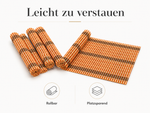 Bild in der Galerie öffnen: Bambus Tischmatten "Herbert" Orange 6er Set – natürliche Platzsets 45 x 30 cm