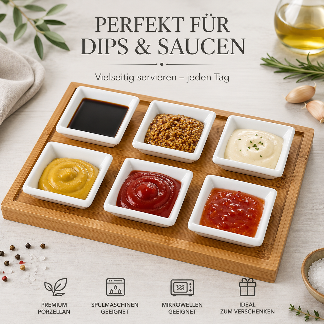 Yumi Saucenschälchen 6er Set Weiß 6 x 6 cm
