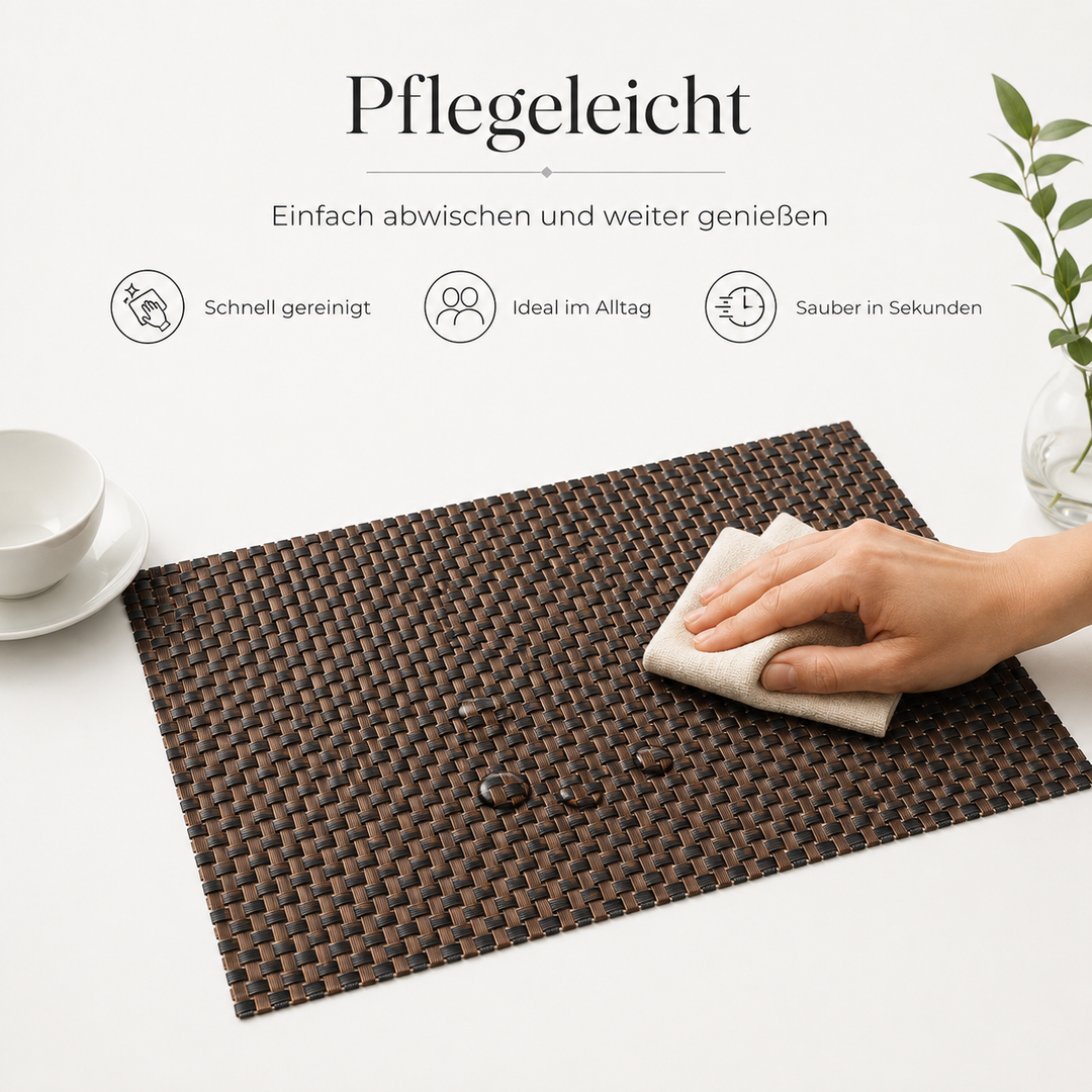 Tischsets ALFONSO 6er Set Braun Schwarz aus gewebtem PVC