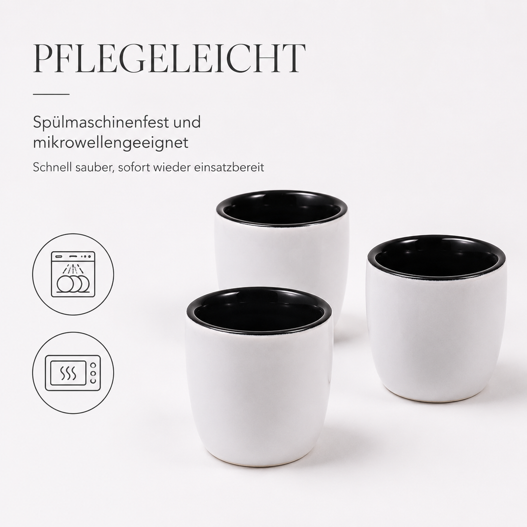 Yoru Saucenschälchen 6er Set weiß schwarz aus Steinzeug