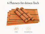 Bild in der Galerie öffnen: Bambus Tischmatten "Herbert" Orange 6er Set – natürliche Platzsets 45 x 30 cm