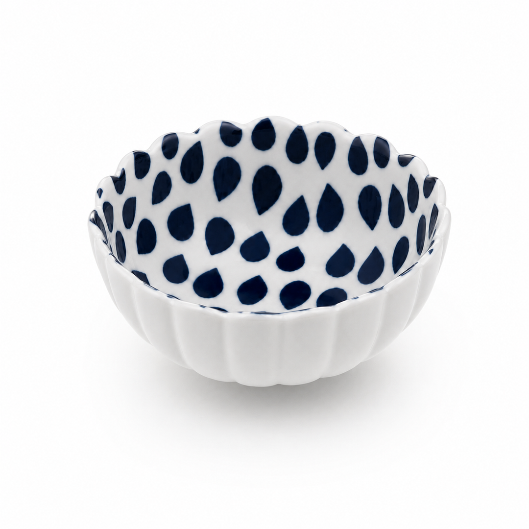Porzellanschale "Momiji" blau Tropfen Design
