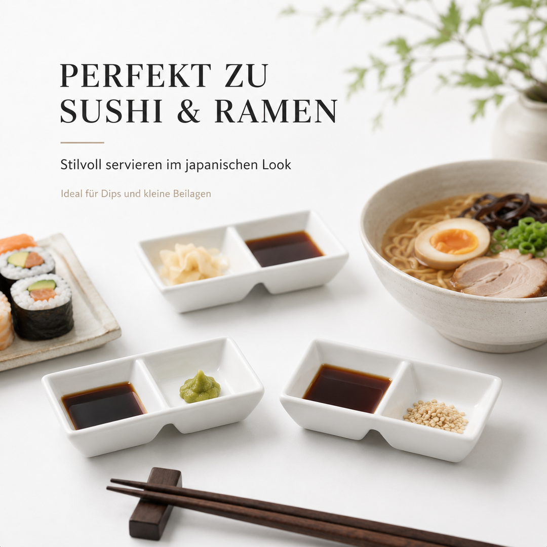 Hokkaido Dipschalen 6er Set mit Esstäbchen-Ablage