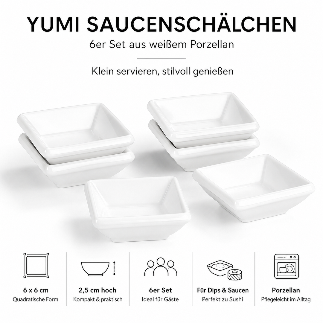 Yumi Saucenschälchen 6er Set Weiß 6 x 6 cm