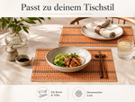 Bild in der Galerie öffnen: Bambus Tischmatten "Herbert" Orange 6er Set – natürliche Platzsets 45 x 30 cm