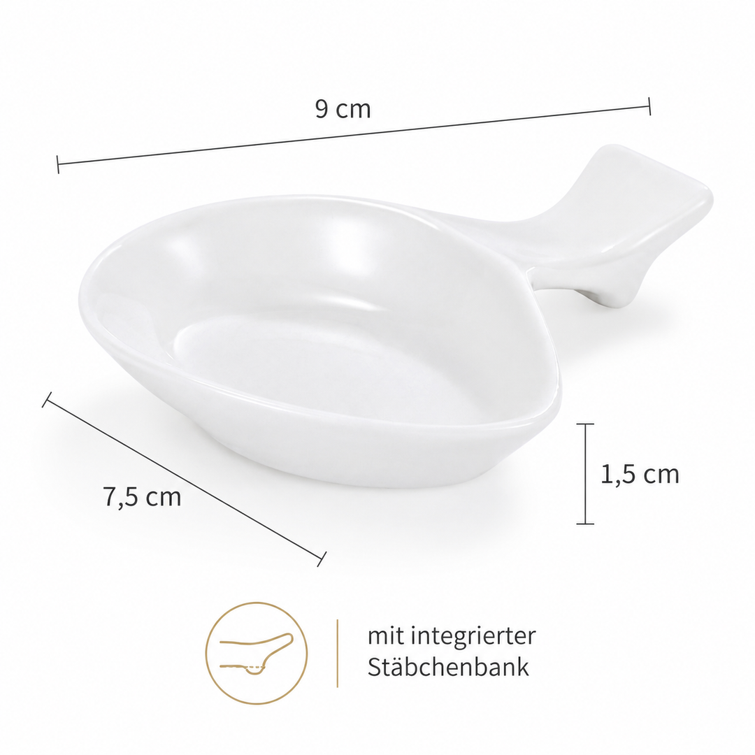 Saucenschälchen mit Stäbchenbank 6er Set Weiß Porzellan Urban Lifestyle