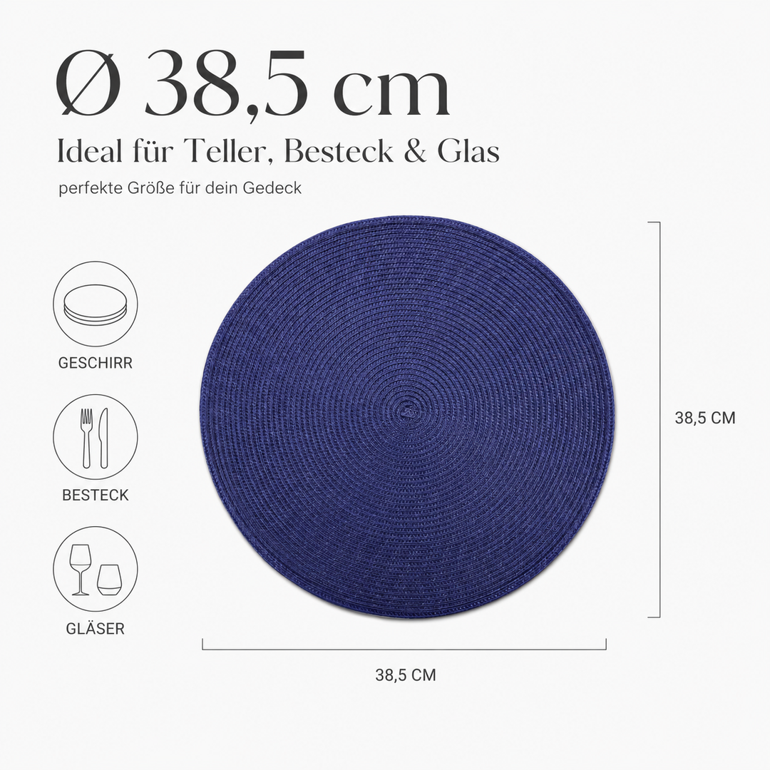 Tischmatten Helena Blau 6er Set Ø 38 cm | Urban Lifestyle