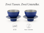 Bild in der Galerie öffnen: Teetasse "Ayame" mit Unterteller Blau – 2er Set für Tee &amp; Espresso