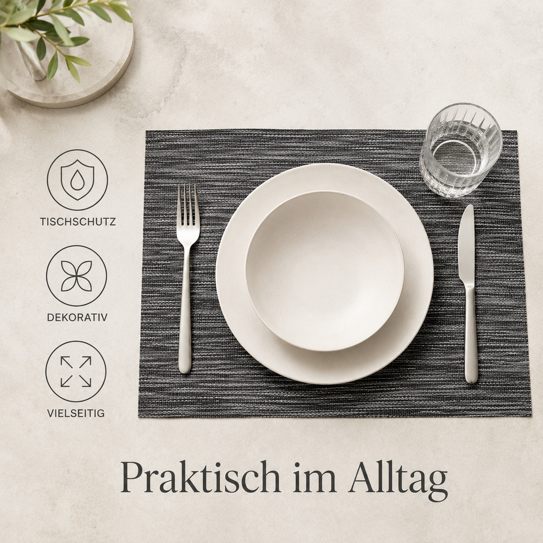 Tischmatten GIUSEPPE 6er Set Schwarz Meliert 45 x 30cm