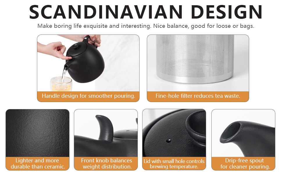 Urban Lifestyle Teekanne "Kopenhagen" 1,6L (Schwarz)