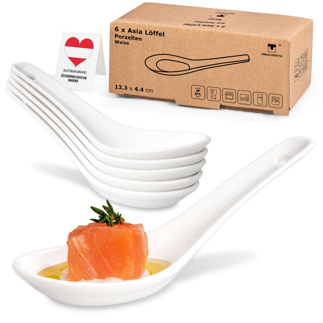 Porzellanlöffel Weiß 13,3 cm 6er-Set