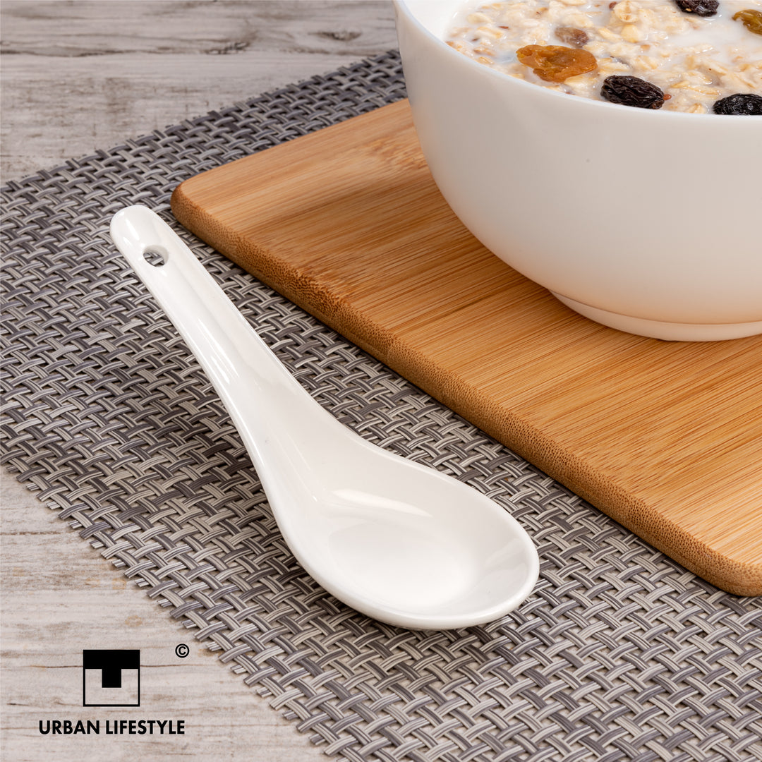 Porzellan Suppenlöffel weiß - asiatisches Design