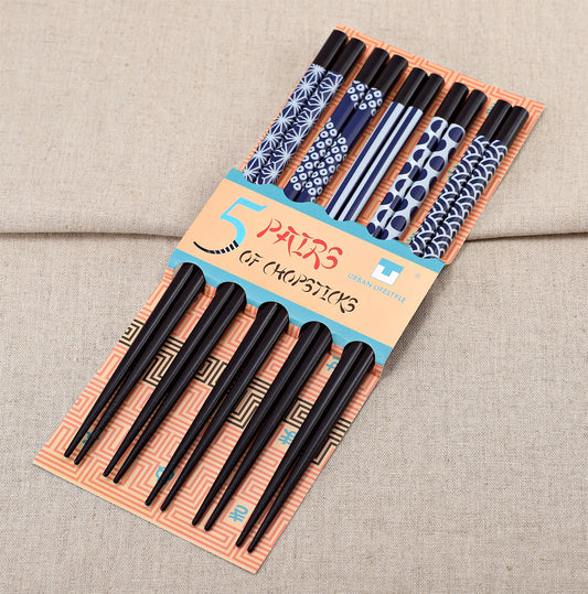 Essstäbchen Set – 5 Paar Wiederverwendbare Essstäbchen mit Japanischen Mustern