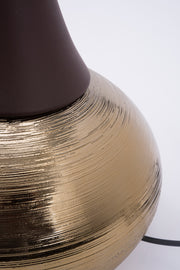 Tischlampe „Josefine“ mit schwarzem Leinen-Lampenschirm & gold-brauner Porzellanbase | Urban Lifestyle