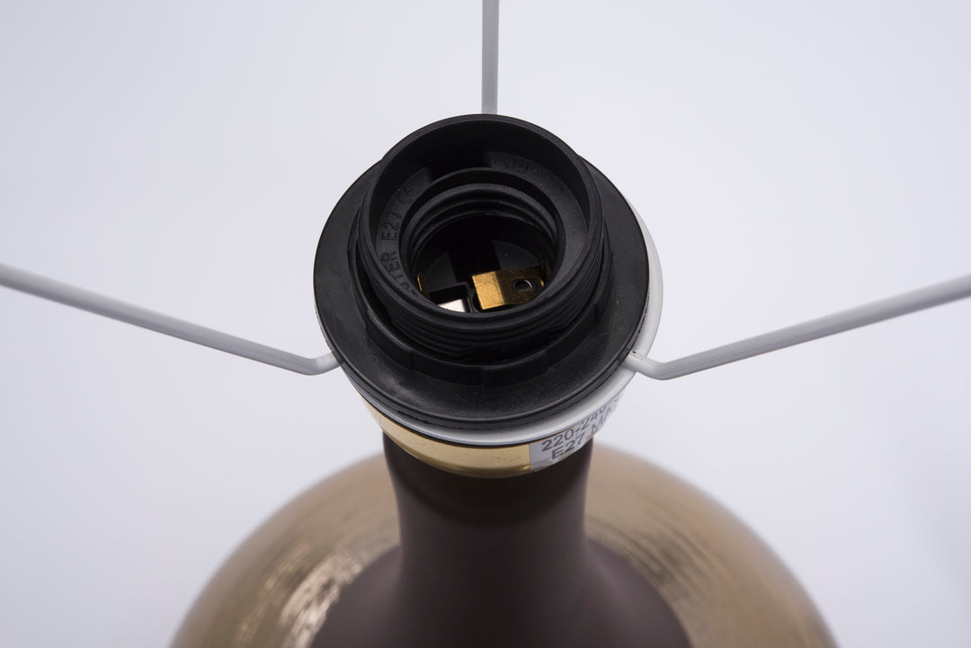 Josefine Tischlampe - Porzellan gold-braun mit Stoffschirm