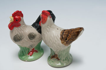 Keramik Salz- & Pfefferstreuer Hahn & Henne – Handbemaltes Bauernhof-Set