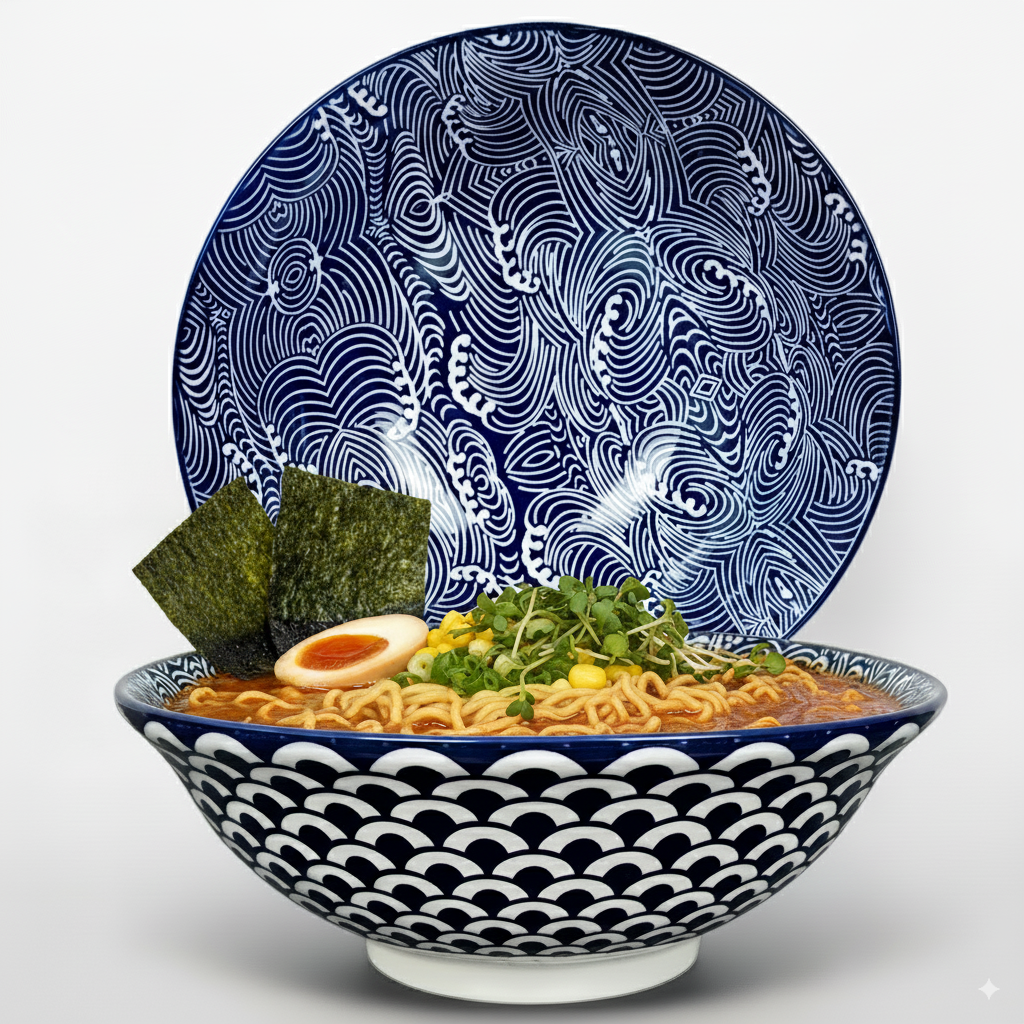 Ramen Schalen Seigaiha 2er Set - Porzellan 20cm Urban Lifestyle
