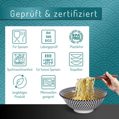 Ramen-Schüssel Set 2er – Porzellan Mikrowellen- & Spülmaschinenfest | Urban Lifestyle