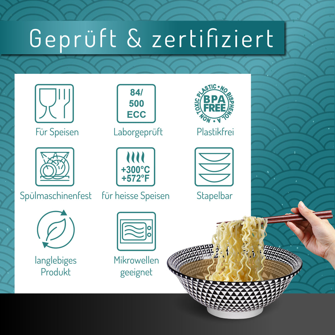 Ramen Schüssel Set Hishi - handgefertigt und spülmaschinenfest