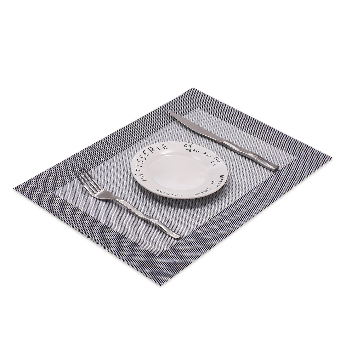 Tischmatten „Heidi“ Silber 6er Set 45 x 30 cm rechteckige Platzsets aus PVC