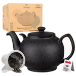 Bild in der Galerie öffnen: URBAN LIFESTYLE Teekanne Liverpool 1,1 L Schwarz Matt aus Steinzeug mit Siebeinsatz
