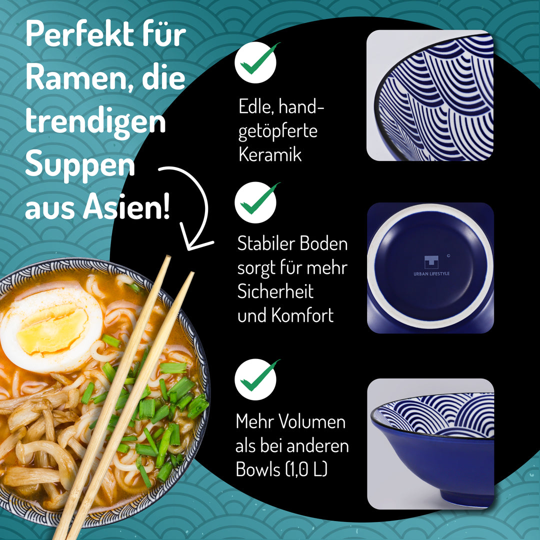 Ramen-Schüssel 2er-Set – Porzellan, 20cm & Spülmaschinenfest | Urban Lifestyle