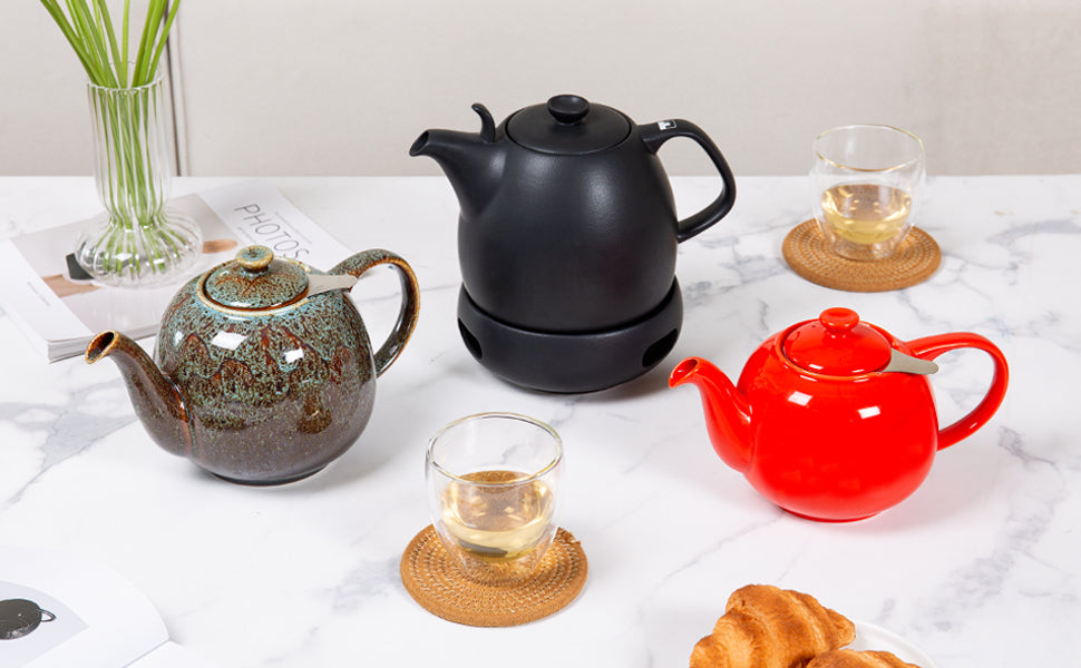 Kopenhagen Teekanne mit Stövchen Porzellan