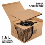 Bild in der Galerie öffnen: Skandinavische Porzellan Teekanne Kopenhagen schwarz 1,6L – mit Edelstahlsieb