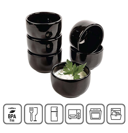 Dipschalen Set Kuro 6 x Rundes Snackschalen dipschalen Schwarz Steinzeug Keramik (Round-Set of 6) Urban Lifestyle