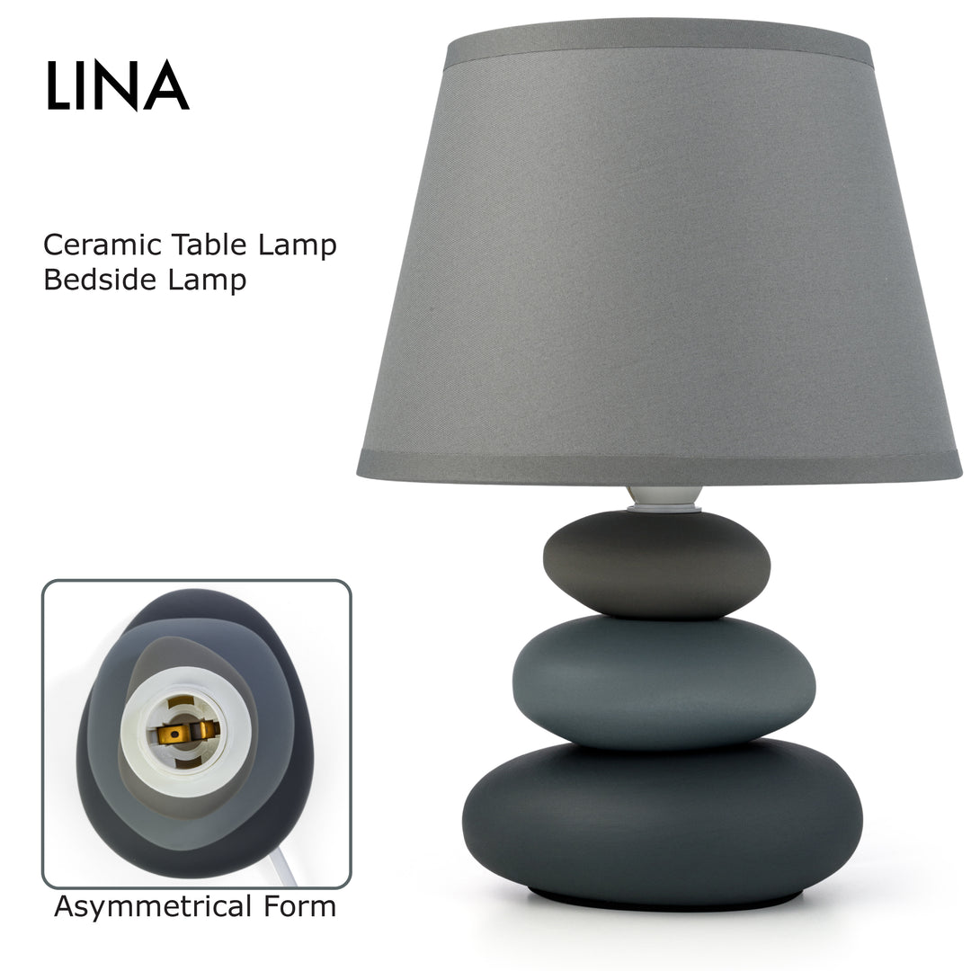 Nachttischlampe Lina hellgrau-matt - Keramik Urban Lifestyle