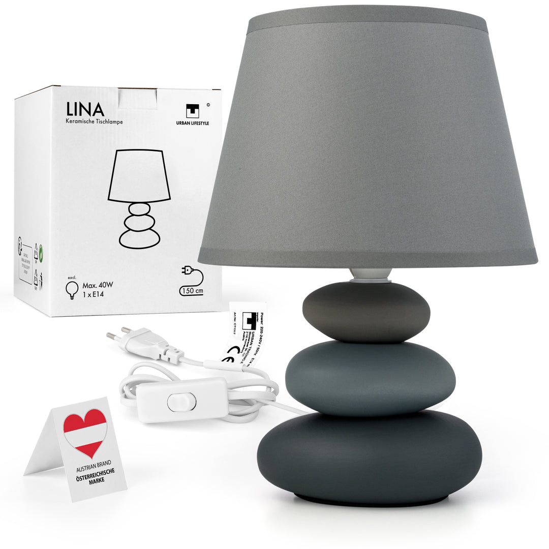 Tischlampe hellgrau-matt Lina - Keramik Urban Lifestyle