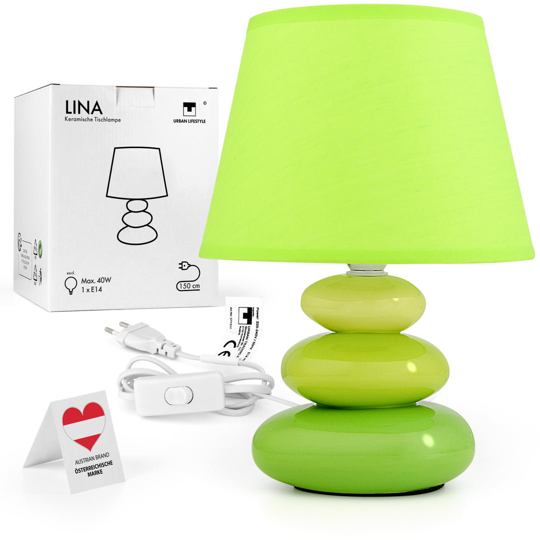 Tischlampe grün Lina - Keramikfuß Urban Lifestyle