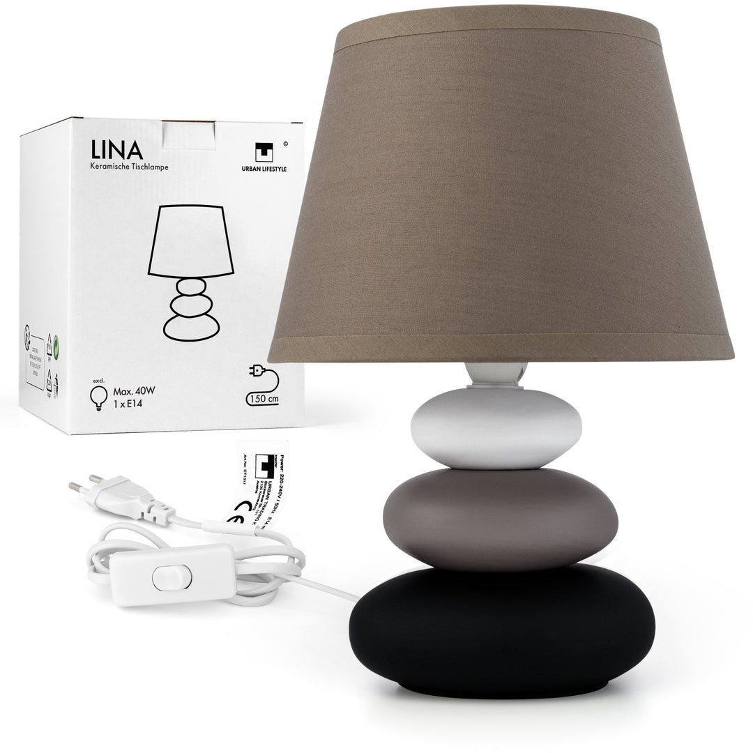 Nachttischlampe Lina grau - modernes Design matt