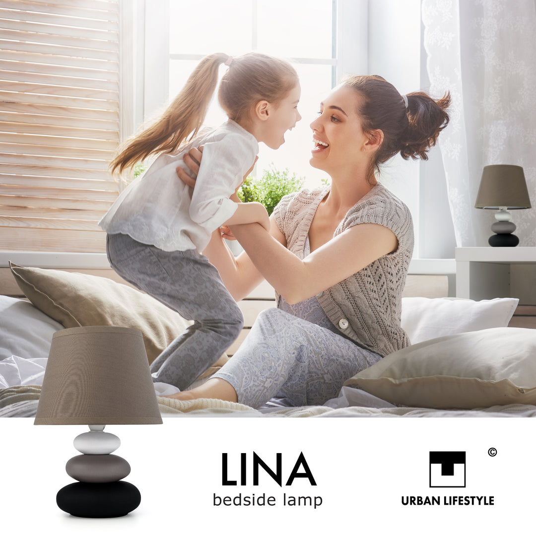 Nachttischlampe taupe Lina - Keramikfuß matt glasiert