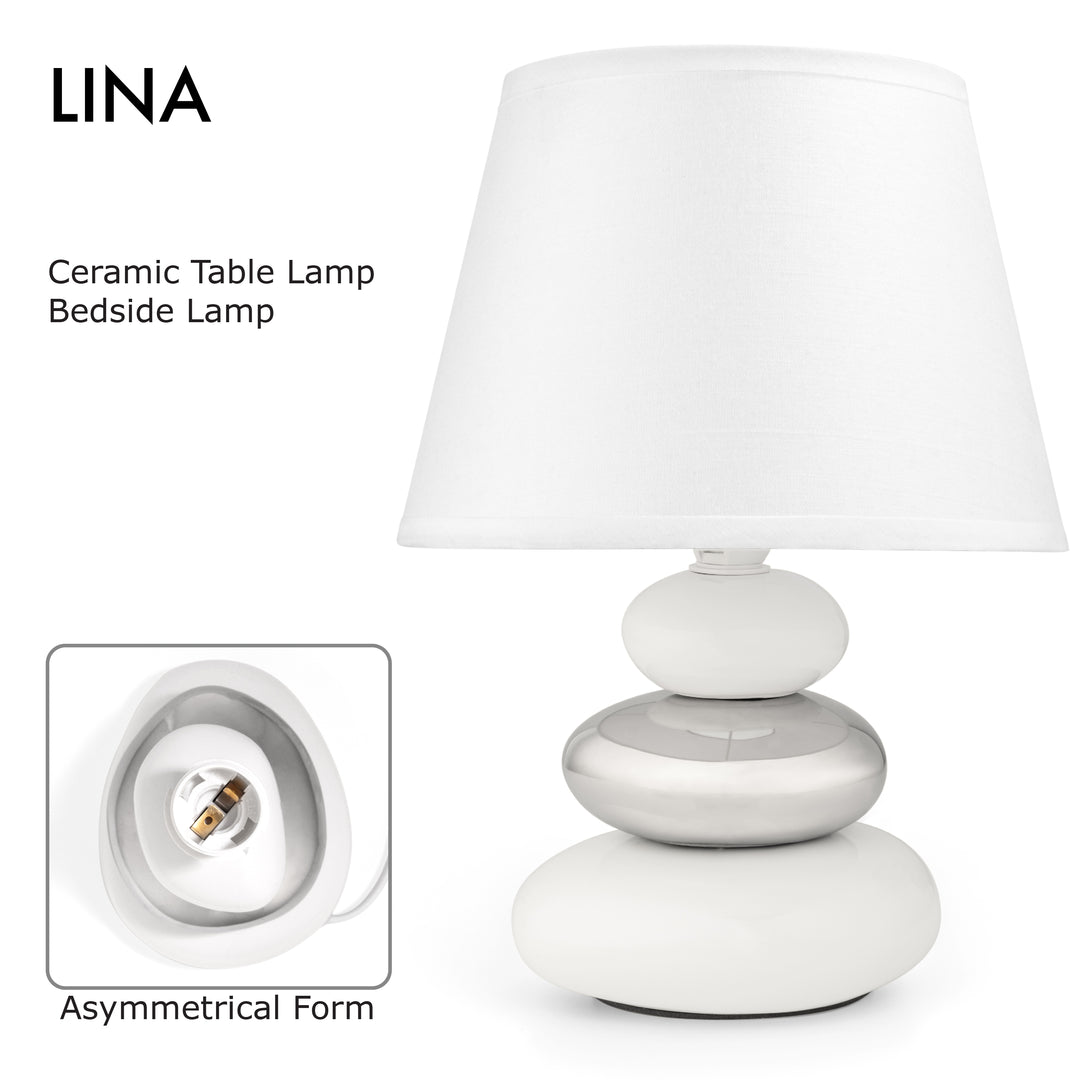 Urban Lifestyle Nachttischlampe "Lina" (Weiß-silber)