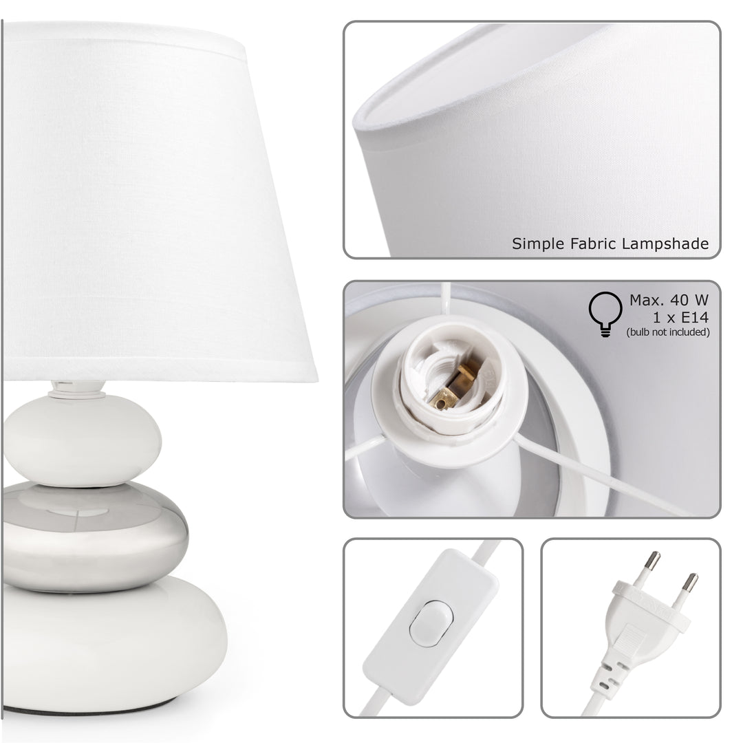 Urban Lifestyle Nachttischlampe "Lina" (Weiß-silber)